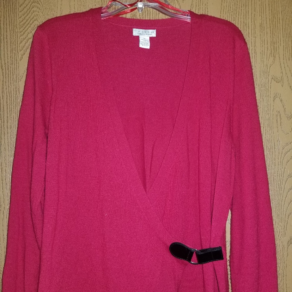 Red wool wrap sweater